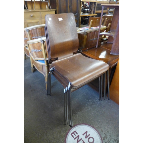 224 - A set of four chrome and plywood chairs