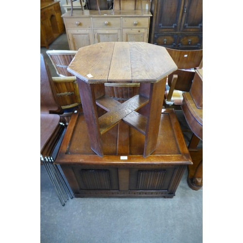 225 - An oak table and a blanket box