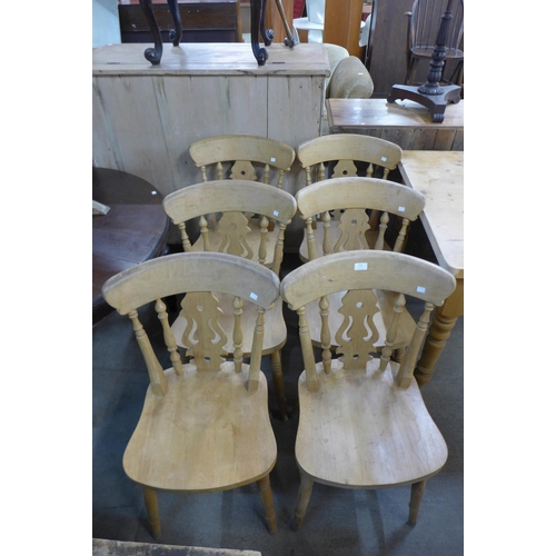 258 - A set of six beech kitchen chairs