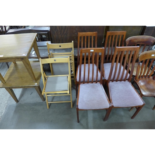 272 - A set of four H.J. Berry beech dining chairs and two folding chairs