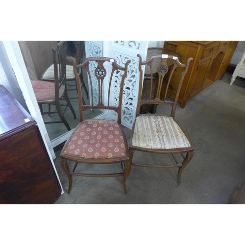 288 - A pair of Edward VII inlaid mahogany bedroom chairs