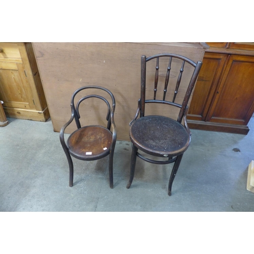 304 - A child's bentwood armchair and another bentwood chair