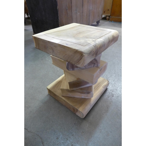 304a - A hardwood book shaped occasional table