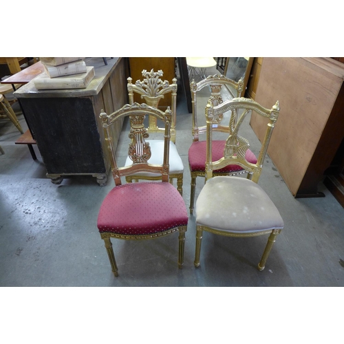 307 - Two pairs of French style giltwood chairs