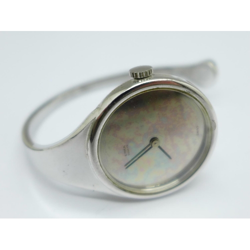 1020 - An Emka stainless steel bangle wristwatch