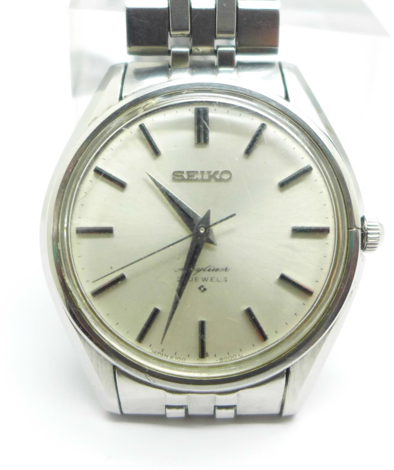 A stainless steel Seiko Skyliner 6100 wristwatch head, dated February 1971,  with Seiko bracelet