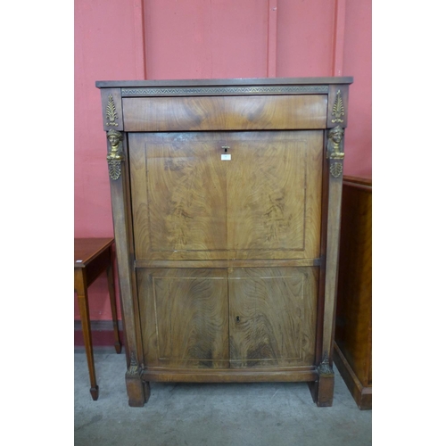 64 - A French Empire Revival mahogany and gilt metal mounted secretaire a abattant