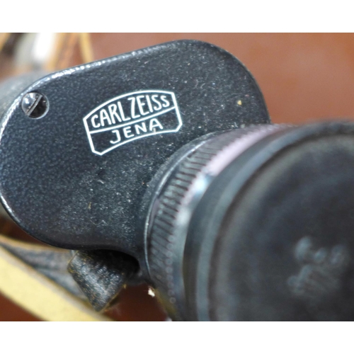 705 - Two pairs of binoculars, a folding walking stick and an Agfa camera