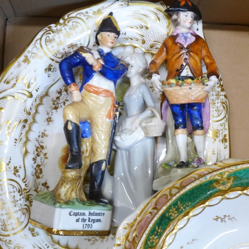 745 - 18th, 19th and 20th Century china, including Derby, and three figures, (most pieces a/f)