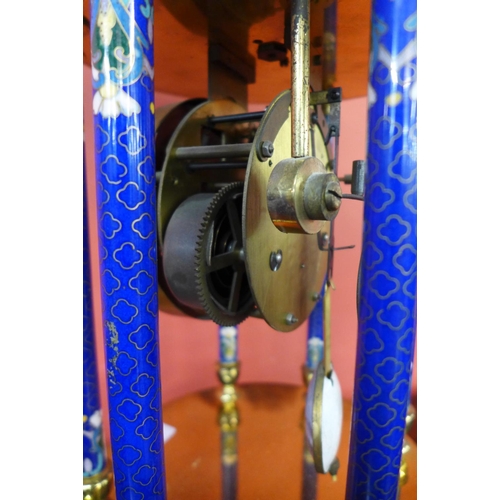 78 - A French style brass and champleve enamelled temple clock