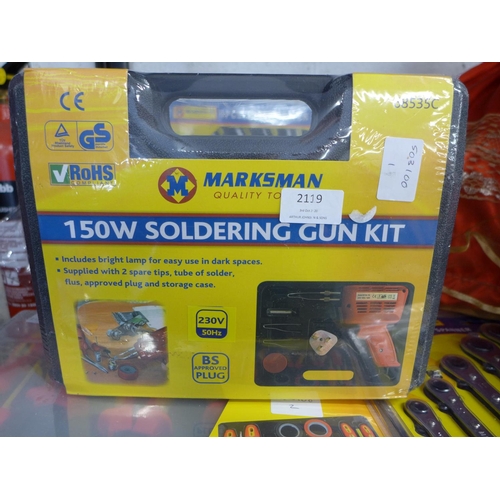 2119 - Marksman soldering gun kit - 150w - in case - unused - W