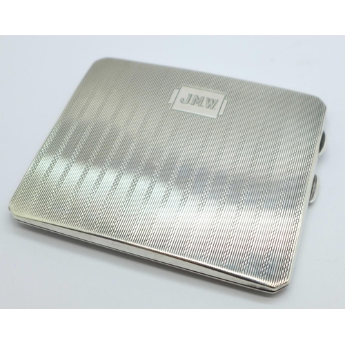 840 - An Art Deco silver cigarette case by S.M. Levi Ltd., hallmarked Birmingham 1936, weight 139g