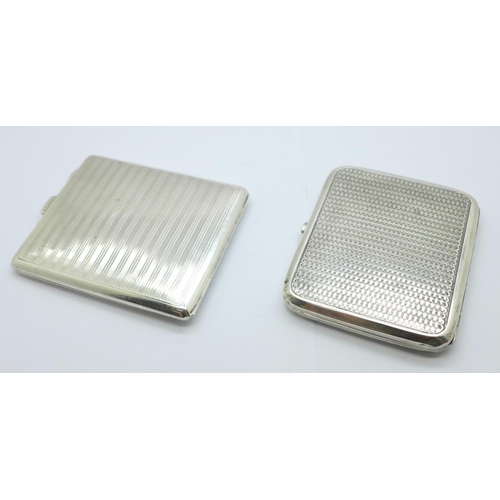 841 - Two silver cigarette cases, Birmingham 1946, Deakin & Francis, and Birmingham 1918, Henry Matthews, ... 