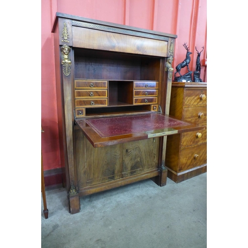 70 - A French Empire Revival mahogany and gilt metal mounted secretaire a abattant