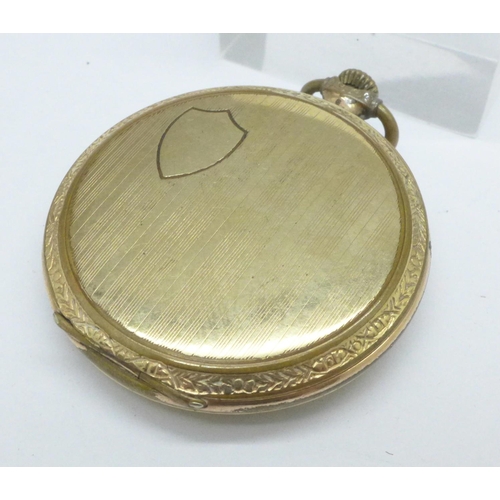 1014 - A gold plated Omega dress pocket watch with second hand, dial a/f