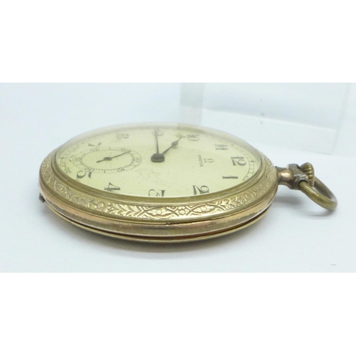 1014 - A gold plated Omega dress pocket watch with second hand, dial a/f