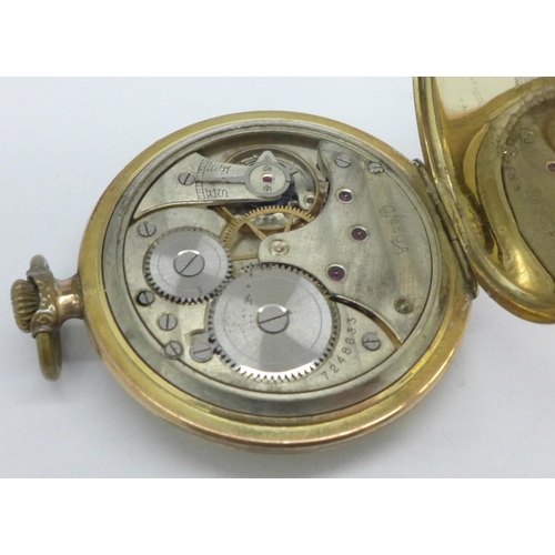 1014 - A gold plated Omega dress pocket watch with second hand, dial a/f