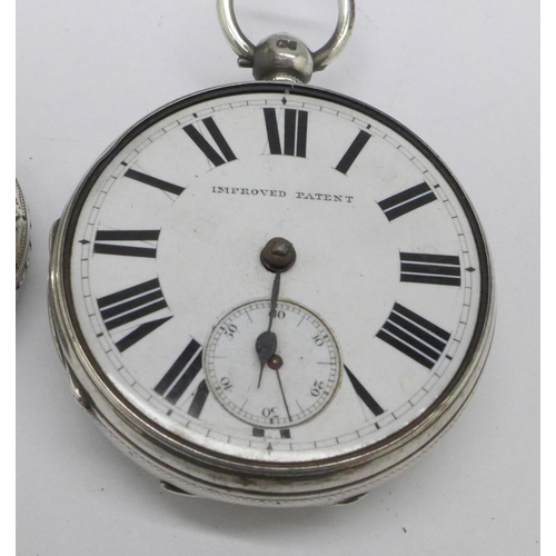 1019 - Two silver pocket watches, a/f