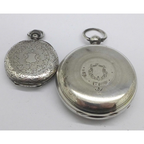 1019 - Two silver pocket watches, a/f