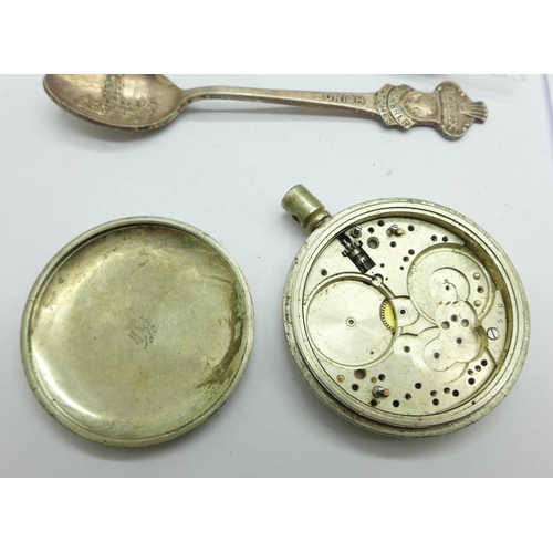 1025 - Rolex items; a military issue pocket watch case and dial marked Rolex, watch parts and a service let... 