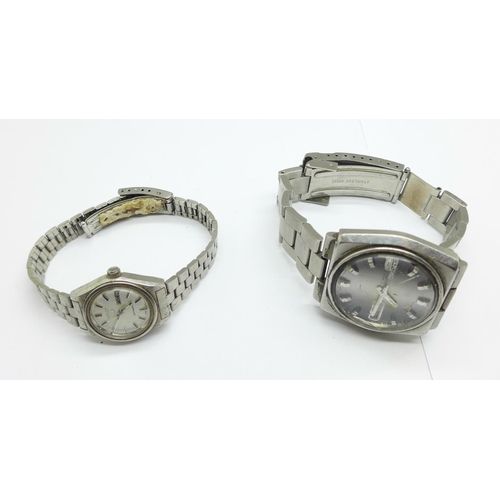 1027 - A lady's and gentleman's Seiko automatic wristwatches