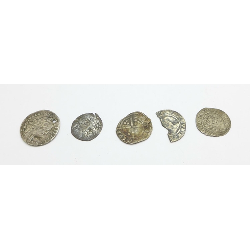 1041 - Four hammered coins and one half coin