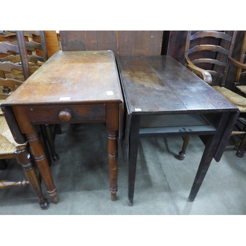 190 - A George III oak Pembroke table and another drop leaf table (lacking drawer)