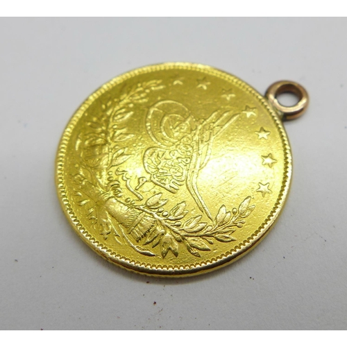 1066 - A gold coin pendant, 7.3g