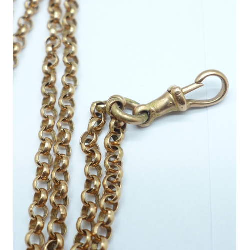 1093 - A yellow metal guard chain, 20.5g, 90cm