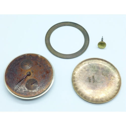 1104 - A Chronograph Suisse chronograph watch movement and dial, plus parts, a/f