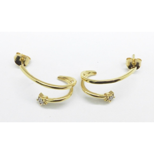 1139 - A pair of silver gilt and diamond set hoop earrings