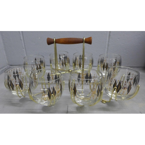 1147 - A Roly Poly Caddy beverage set by the Federal Glass Company, Columbus, Ohio, in the original box