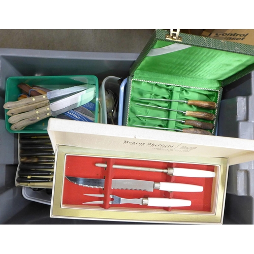 1161 - A large box of plated cutlery and stainless steel cutlery **PLEASE NOTE THIS LOT IS NOT ELIGIBLE FOR... 