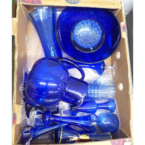 1173 - A collection of mainly Bristol blue glass, fruit bowl, vases, jug, etc. **PLEASE NOTE THIS LOT IS NO... 