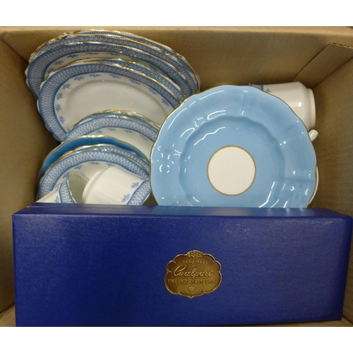 1201 - E. Hughes pale blue tea wares, Coalport and Czechoslovakian **PLEASE NOTE THIS LOT IS NOT ELIGIBLE F... 