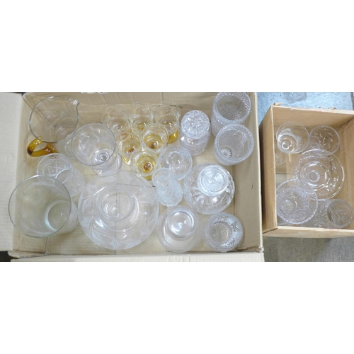 1216 - A box of lead crystal including lemonade set with amber bases to the glasses **PLEASE NOTE THIS LOT ... 