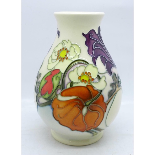 601 - A Moorcroft Sandringham Bouquet baluster vase, designed by Emma Bossons, 14cm