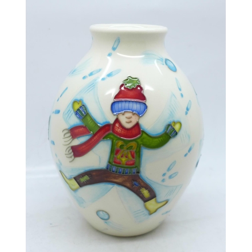 603 - A Moorcroft Snow Angel vase, designed by Helen Dale, 13.5cm