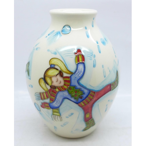 603 - A Moorcroft Snow Angel vase, designed by Helen Dale, 13.5cm