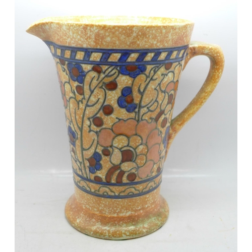 609 - A 1930's Charlotte Rhead for Crown Ducal tubelined flower jug, Byzantine pattern, printed mark, sign... 