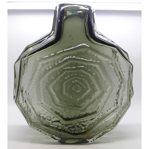 611 - A Whitefriars glass banjo vase in pewter, 32cm