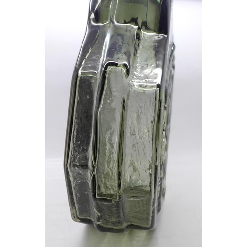 611 - A Whitefriars glass banjo vase in pewter, 32cm