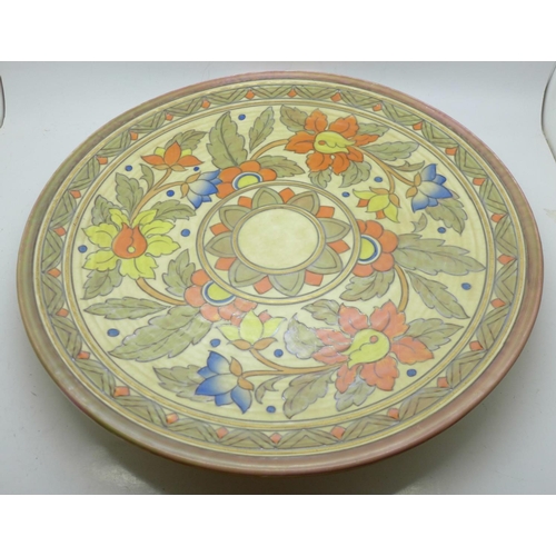 612 - A 1930's Charlotte Rhead for Crown Ducal charger, 5983 Ankara pattern, printed mark, 36cm