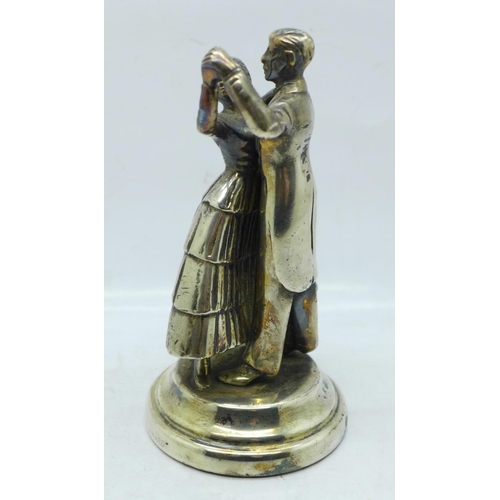 646 - A silver plated ballroom dancing competition figure group, engraved International Award, 14.5cm