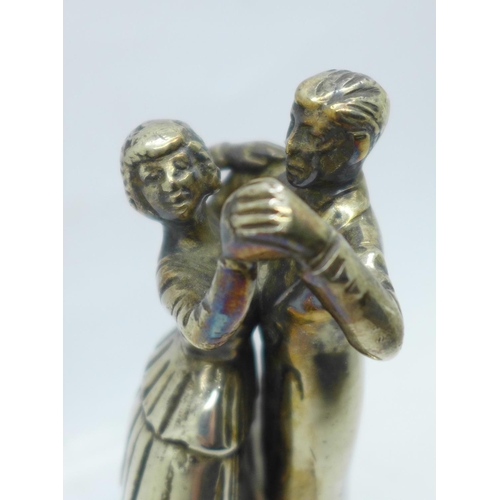 646 - A silver plated ballroom dancing competition figure group, engraved International Award, 14.5cm