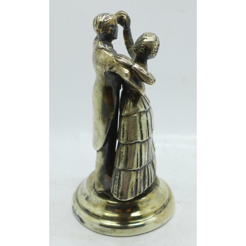 646 - A silver plated ballroom dancing competition figure group, engraved International Award, 14.5cm