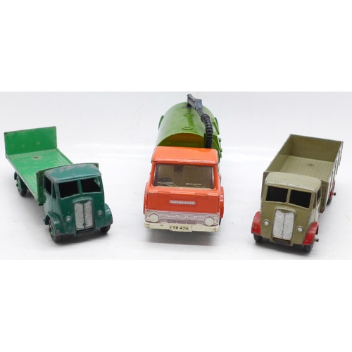 652 - Two Dinky Supertoys die-cast lorries and a Dinky Toys Johnstone road sweeper