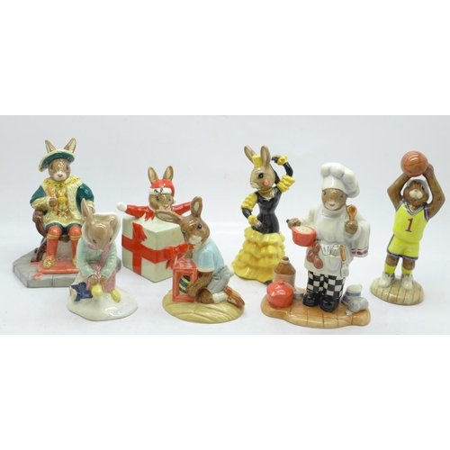 656 - Seven Royal Doulton Bunnykins figures, boxed