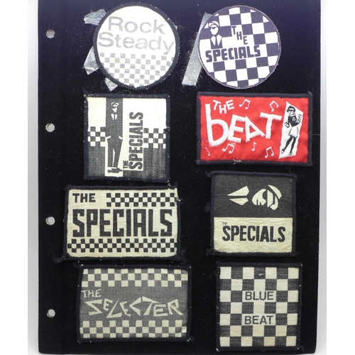 685 - Original 1970's Ska patches:- The Beat, The Specials, The Selector, etc., (8)