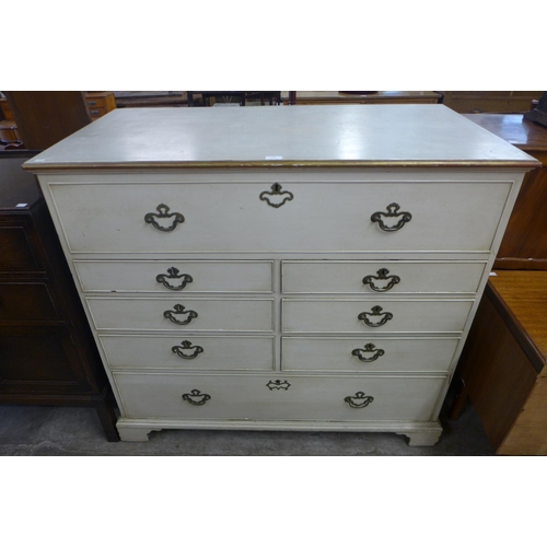 198 - A George III painted oak chest of drawers (top adapted to lift up)